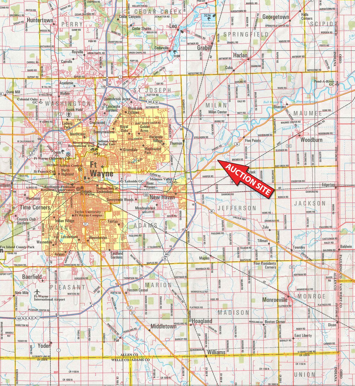 Area map - PERSONAL PROPERTY AUCTION IN ALLEN COUNTY, INDIANA